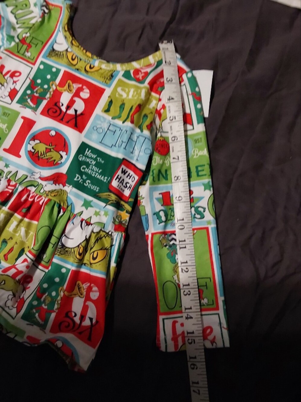 Kids' Christmas Graphic Peplum Top - Green Multi - Picture 3 of 5
